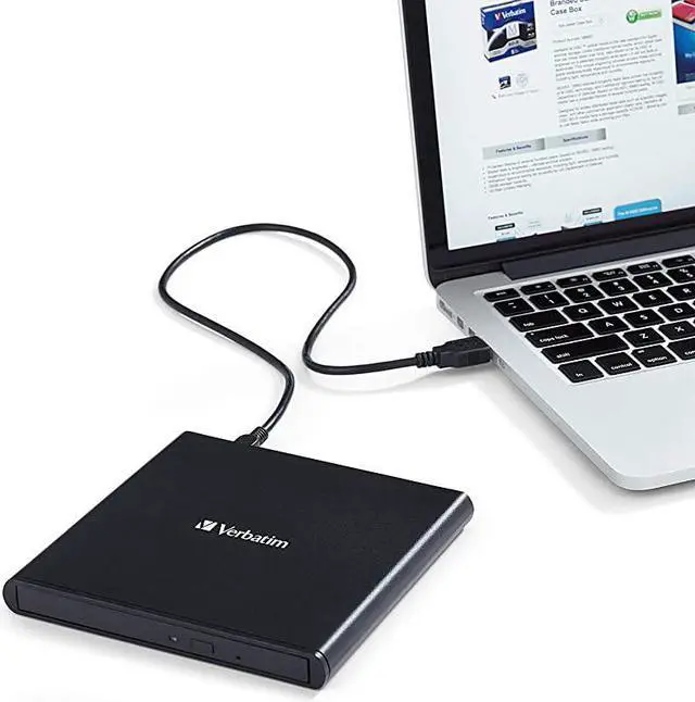 Alt view image 3 of 4 - External CD DVD Writer Compact Slimline USB Powered Mac PC Compatible Black 98938