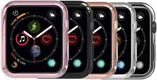 Alt view image 2 of 5 - Soft Back Case Compatible with Apple Watch 40mm Series 6 5 4 SE Pack of 5 Slim Transparent Black Rose Pink Rose Gold Silver
