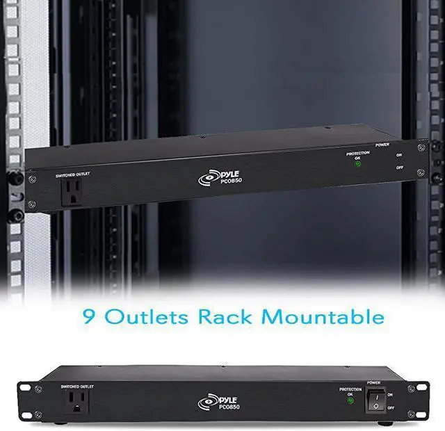Alt view image 7 of 7 - PDU Power Strip Surge Protector 150 Joule 15 Amp 9 Outlet Strips Surge Protector Heavy Duty Electric Extension Cord Strip 1U Rack Mount Protection Power Outlet Strip WAC Filter Pro PCO850