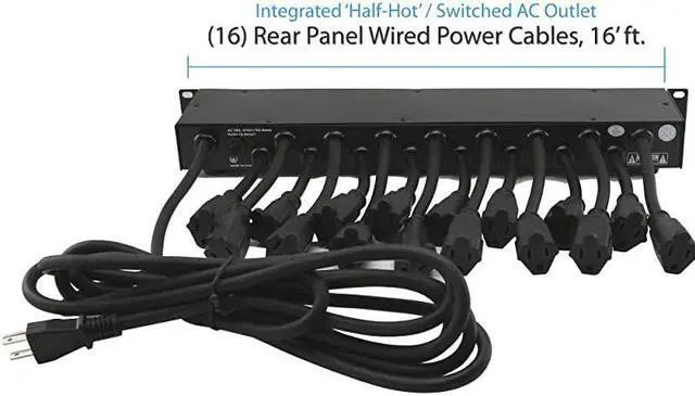 Alt view image 2 of 5 - 19 Outlet 1U 19quot Rackmount PDU Power Distribution Supply Center Conditioner Strip Unit Surge Protector 15 Amp Circuit Breaker 4 USB Multi Device Charge Ports 15FT Cord PCO865