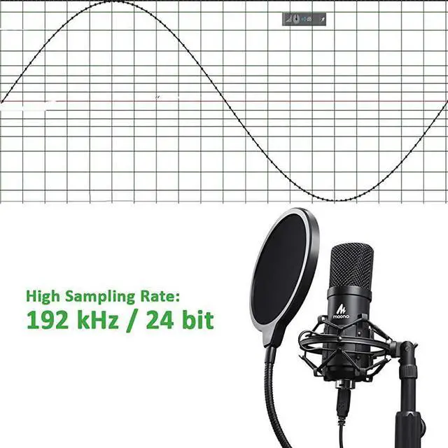 Alt view image 2 of 7 - USB Microphone Kit 192KHZ24BIT  AUA04T PC Condenser Podcast Streaming Cardioid Mic Plug Play for Computer YouTube Gaming Recording
