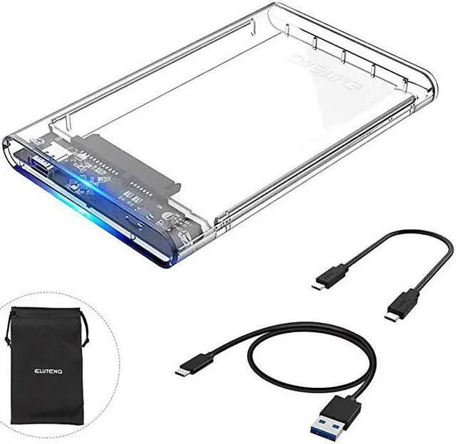 Main image of USB C SSD Enclosure 2.5 inch External Hard Drive Case Type C to SATA with 2 USB 3.1 Cables High Speed 5Gbps Compatible with WD/Seagate 7mm and 9.5mm HDD Support UASP Up to 2TB