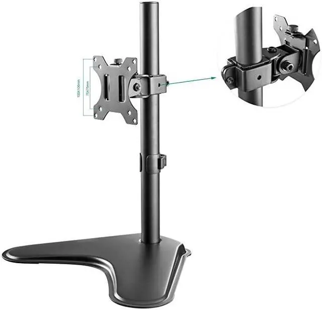 Alt view image 4 of 7 - Free Standing Single LCD Monitor Fully Adjustable Desk Mount Fits 1 Screen up to 32 inch 176 lbs Weight Capacity MF001 Black