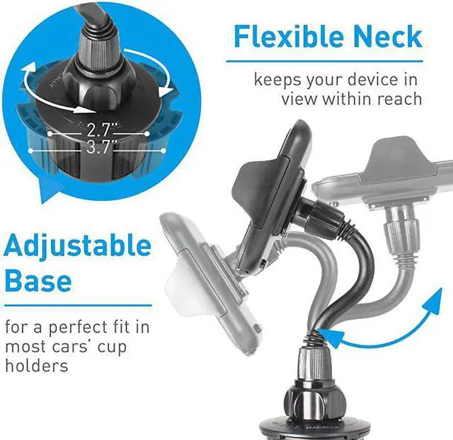 Alt view image 6 of 7 - Car Cup Holder Phone Mount Secure Fit for Phones up to 41 Wide Cup Phone Holder for Car with Flexible Gooseneck 360° Rotatable Cradle Universal Vehicle Fitment Cell Phone Cup Holder