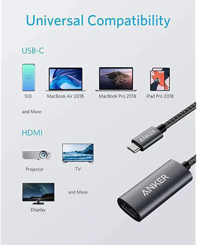 Alt view image 4 of 7 - USB C to HDMI Adapter 4K60Hz PowerExpand+ Aluminum Portable USB C Adapter for MacBook Pro MacBook Air iPad Pro Pixelbook XPS Galaxy and More Compatible with Thunderbolt 3 ports