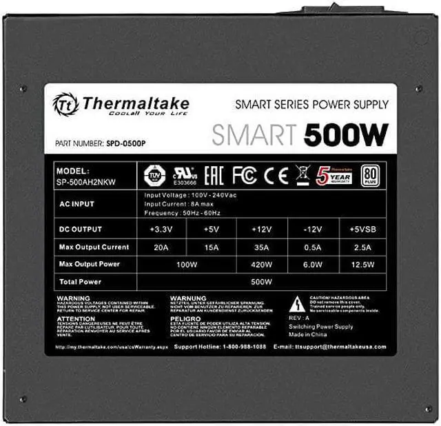 Alt view image 4 of 7 - Smart 500W 80+ White Certified PSU Continuous Power with 120mm Ultra Quiet Cooling Fan ATX 12V V23EPS 12V Active PFC Power Supply PSSPD0500NPCWUSW