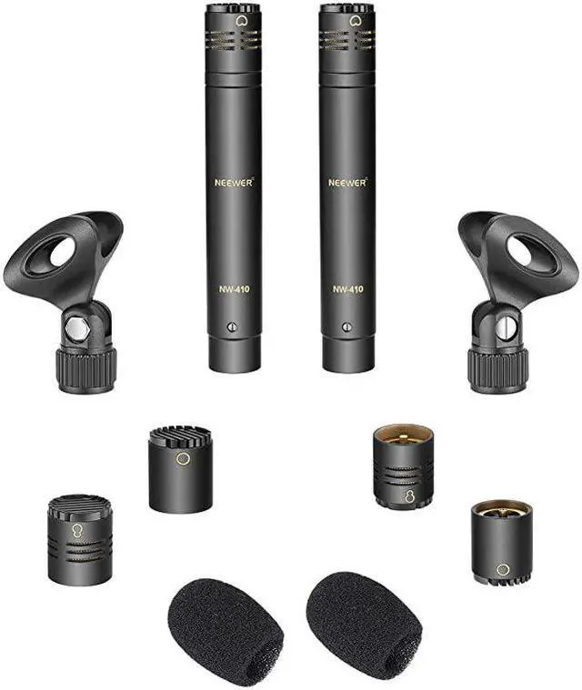 Alt view image 2 of 7 - 2Pack Pencil Stick Condenser Microphone with Interchangeable Omni Cardioid and Super Cardioid Capsules Foam Windscreens Mic Clip and Portable Carrying Case for Acoustic Woodwind Instruments