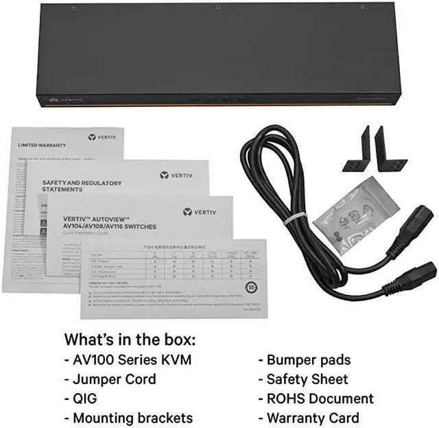 Alt view image 5 of 6 - Vertiv  1x4 Rackmount or Desktop, Single-User KVM Switch with USB, Touch Button and Hotkey Switching, Cascade Support and Internal Power Supply, Ideal for Small Data Centers (AV104-400)