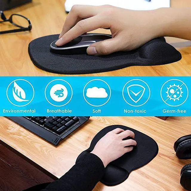 Alt view image 6 of 6 - Ergonomic Mouse Pad with Wrist Support Gel Mouse Pad with Wrist Rest, Comfortable Computer Mouse Pad for Laptop, Pain Relief Mousepad with Non-slip PU Base for Office & Home, 9.4 x 8.1 in, Black