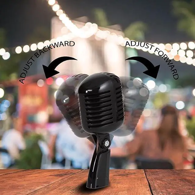 Alt view image 4 of 7 - Classic Retro Dynamic Vocal Microphone Old Vintage Style Unidirectional Cardioid Mic with XLR Cable Universal Stand Compatible Live Performance In Studio Recording  Pro PDMICR42BK Black