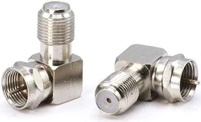 Main image of Coaxial Cable Right Angle Connector | 100 Pack | for Tight Corners and Flat Panel TV Mounting 90 Degree F Type Adapter for Coax Cable and Wall Plates