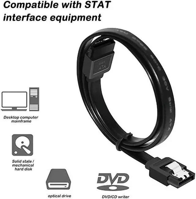 Alt view image 6 of 7 - Set of 12, Straight and 90 Degree Right-Angle SATA III Cable 6.0 Gbps with Locking Latch,  SATA III Cable (6X Black, 6X Blue)