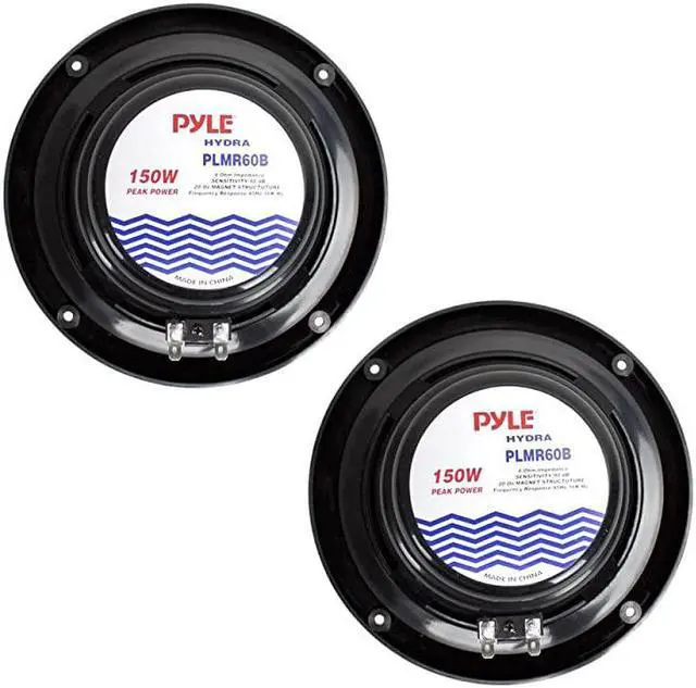 Alt view image 2 of 5 - 65 Inch Dual Marine Speakers 2 Way Waterproof and Weather Resistant Outdoor Audio Stereo Sound System with 150 Watt Power Polyprone Cone and Cloth Surround 1 Pair  PLMR60B Black
