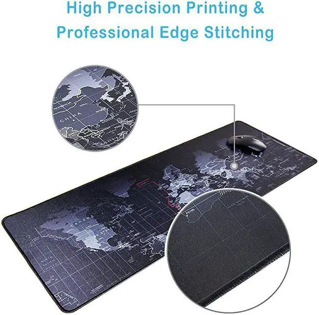 Alt view image 4 of 6 - XXL Gaming Mouse Pad Portable Large Desk Pad Non Slip Water Resistant Rubber Base World Map Gaming Mouse Pad Keyboard Pad Large Area for Keyboard and Mouse