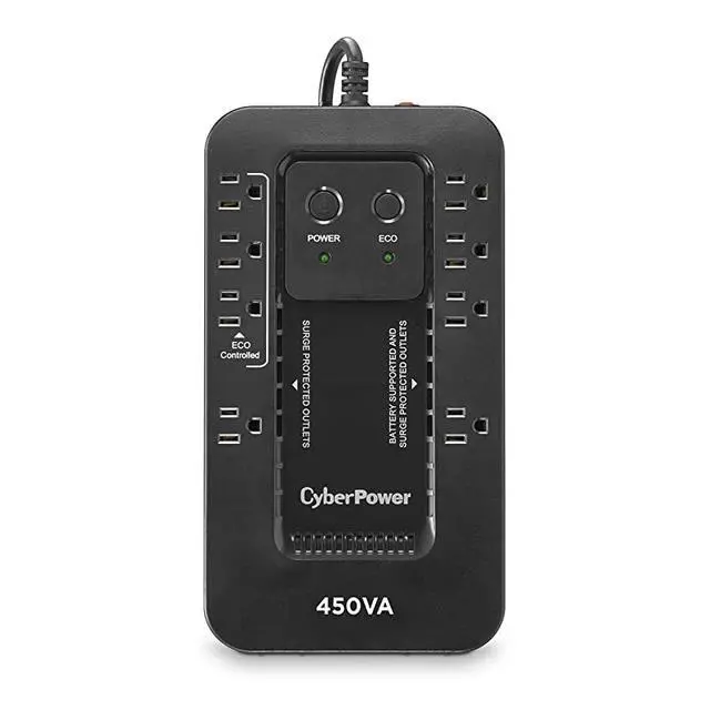 Alt view image 2 of 7 - EC450G Ecologic Battery Backup Surge Protector UPS System 450VA260W 8 Outlets ECO Mode Compact Uninterruptible Power Supply