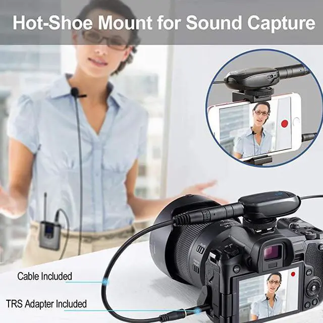 Alt view image 2 of 6 - Wireless Headset Lavalier Microphone System  Dual Wireless Lapel Mic for iPhone DSLR Camera PA Speaker YouTube Podcast Video Recording Conference Vlogging Church Interview Teaching