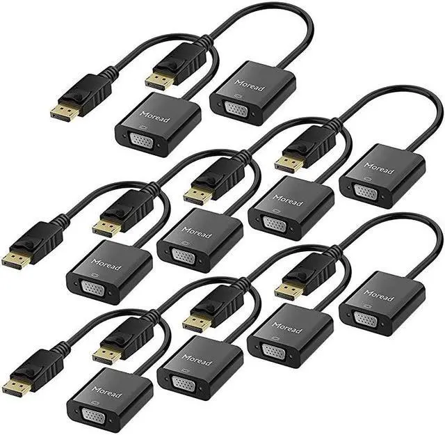 Main image of DisplayPort DP to VGA Adapter 10 Pack GoldPlated Display Port to VGA Adapter Male to Female Compatible with Computer Desktop Laptop PC Monitor Projector HDTV Black
