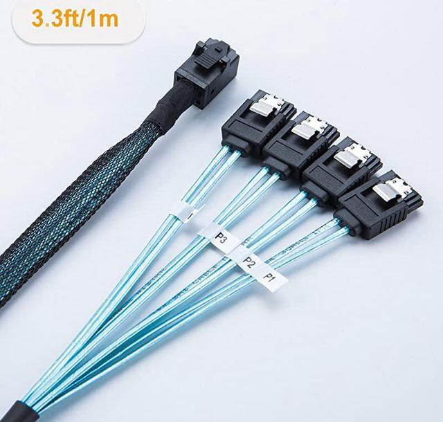 Alt view image 5 of 6 - Internal HD Mini SAS (SFF-8643 Host) - 4X SATA (Target) Cable,SFF-8643 to 4X SATA Cable, SFF-8643 for Controller, 4 Sata Connect to Hard Drive, 1M / 3.3FT