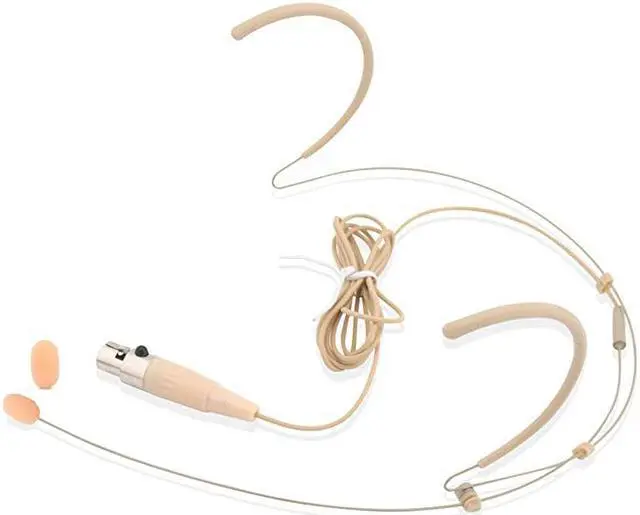 Main image of Double Over Ear Microphone Headset fessional Hands Free Omnidirectional Wired Audio Boom Condenser Microphone Headset w 4 Pin Mini XLR 12m Cable and Windscreen  PMHMS20 Beige
