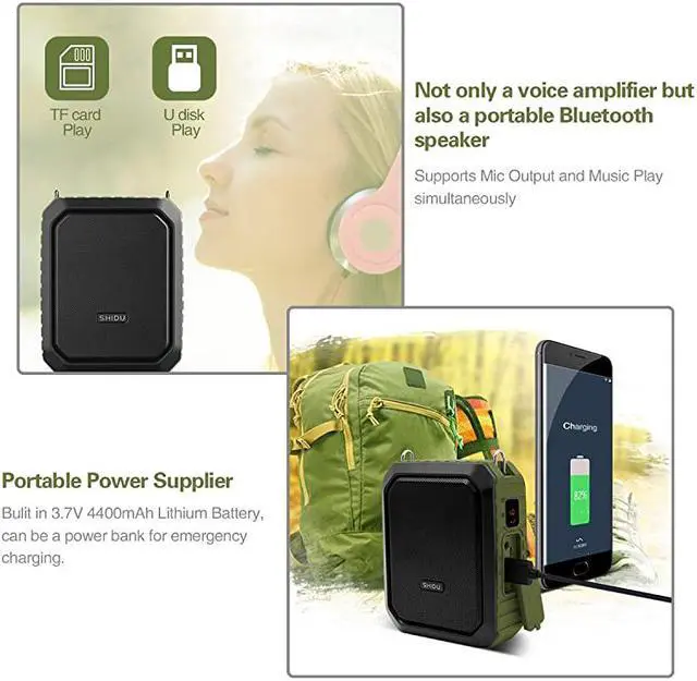 Alt view image 2 of 7 - WinBridge Voice Amplifier Microphone Headset Wired Loudspeaker Voice Changer Megaphone Portable Microphone Mini Amp Pa System for Teachers Parkinsons Outdoors Waterproof 18W