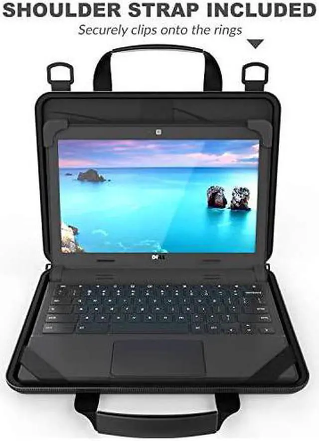 Alt view image 5 of 7 - 11116 inch Workin Chromebook Laptop Case with Pouch and Shoulder Strap Black PU