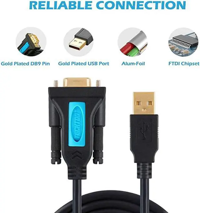 Alt view image 5 of 7 - 4 Port Professional FTDI CHIP USB to Serial RS232 DB9 Adapter Converter Serial Cable 9Pin Male to Male with Thumbscrews