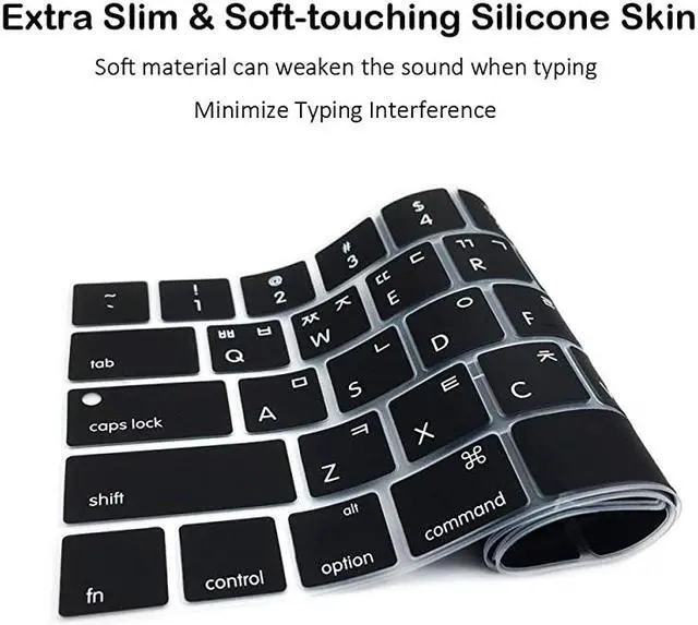 Alt view image 5 of 7 - Korean Ultra Thin Silicone Keyboard Protector Cover Skin for Apple MacBook Pro Touch Bar Retina 13Inch 15Inch Model A1706 A1707 A1989 A1990 A2159 2016 2017 2018 2019 Release Black