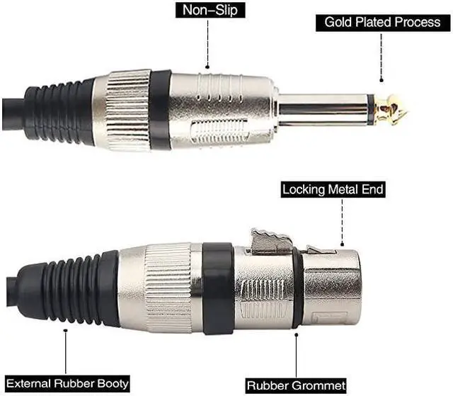 Alt view image 3 of 7 - Female XLR to 1/4 (6.35mm) TS Mono Jack Unbalanced Microphone Cable Mic Cord for Dynamic Microphone - 6.6 FT/2 Meters