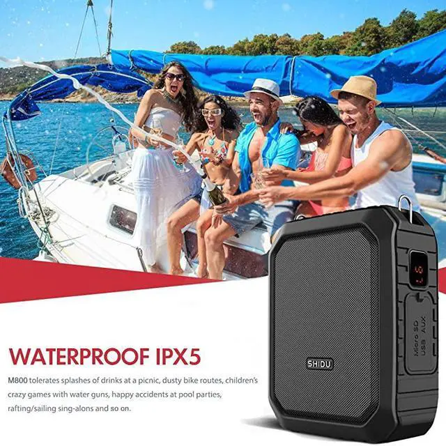 Alt view image 3 of 7 - Amplifier with Wired Headset Mic 18W Portable Bluetooth Speaker Megaphone Waterproof IPX5 Loudspeaker Recording Power Bank for Outdoor Activities Parties Teaching Meeting Training etc