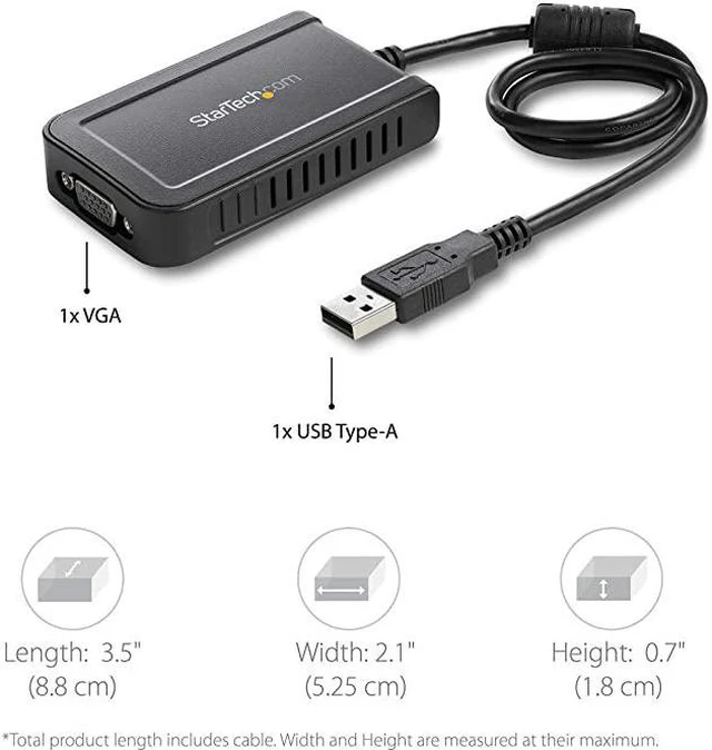 Alt view image 2 of 6 - com USB to VGA Adapter 1920x1200 External Video amp Graphics Card Dual Monitor Display Adapter Supports Windows USB2VGAE3 Gray
