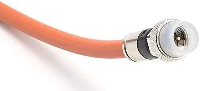 Alt view image 3 of 7 - 10 Feet Direct Burial Coaxial Cable Proudly Made in USA RG6 Coax Cable Rubber Boot Outdoor Connectors Orange Designed for Waterproof and to Be Burried