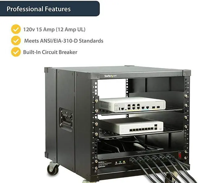 Alt view image 5 of 7 - com 16 Outlet Horizontal 1U Rack Mount PDU Power Strip for Network Server Racks Surge Protection 120V15A 6ft Power Cord RKPW161915