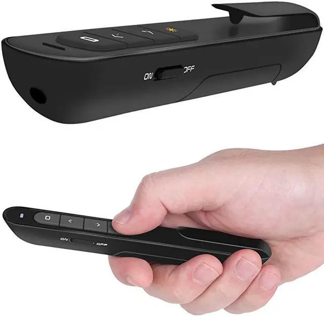 Alt view image 3 of 7 - Wireless Presenter Hyperlink Volume Control Presentation Clicker RF 24GHz USB PowerPoint Clicker Presentation Remote Control Pointer Slide Advancer Black