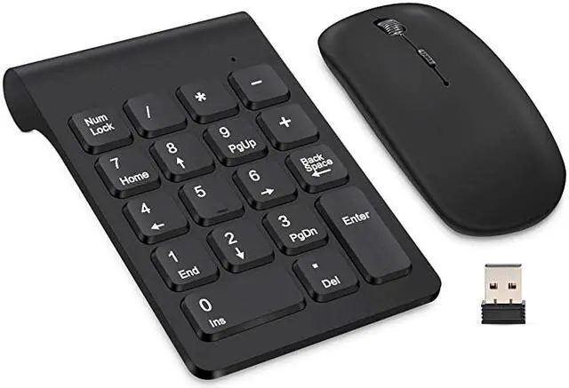 Main image of Wireless Numeric Keypad  Mini 24G 18 Keys Number Pad Portable Silent Financial Accounting Numeric Keypad Keyboard Extensions with Wireless Mouse for Laptop PC Desktop NotebookBlack