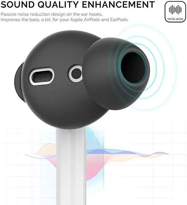 Alt view image 3 of 7 - 4 Pairs AirPods Ear Tips Silicone Earbuds CoverNot Fit in The Charging Case Compatible with Apple AirPodsAirPods 2 EarPods 2 Pair Large 2 Pairs Small Black