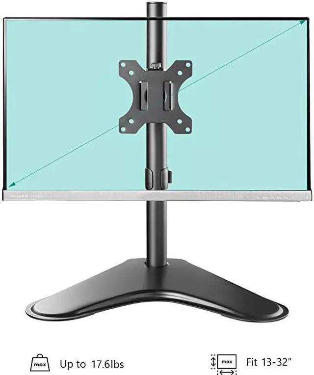 Alt view image 5 of 7 - Free Standing Single LCD Monitor Fully Adjustable Desk Mount Fits 1 Screen up to 32 inch 176 lbs Weight Capacity MF001 Black
