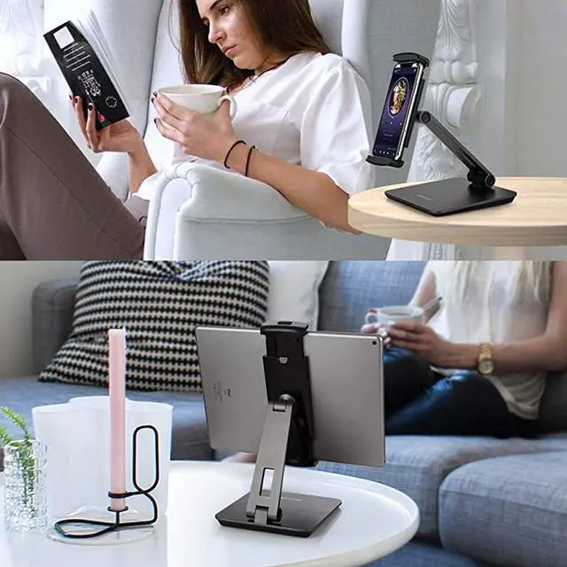 Alt view image 5 of 7 - Business Kiosk Aluminum Tablet Stand 360 Swivel Tablet Phone Holders for Any 414 Display Tablets or Cell Phones Professional Sturdy for Store POS Office Showroom Grey
