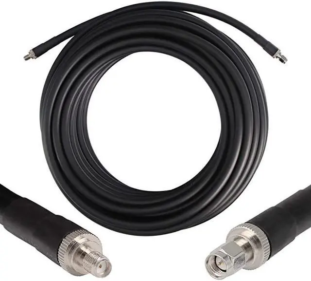 Main image of 50 ft Low-Loss Coaxial Extension Cable (50 Ohm) SMA Male to SMA Female Connector,  Pure Copper Coax Cables - Antenna Lead Extender for 3G/4G/5G/LTE/ADS-B/Ham/GPS/WiFi/RF Radio Use (Not for TV)