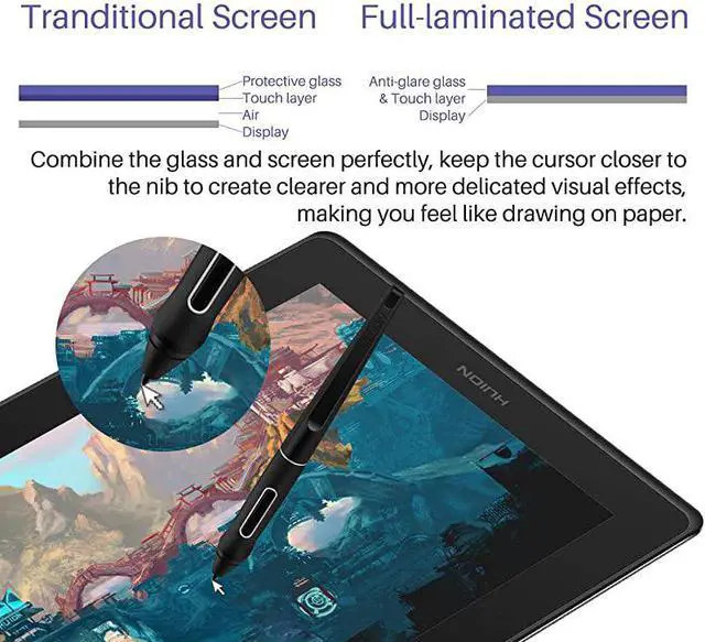 Alt view image 3 of 7 - KAMVAS Pro 16 Graphic Drawing Tablet with Screen Full-Laminated Graphics Monitor Pen Display with Battery-Free Stylus Tilt 8192 Pressure Sensitivity 6 Express Keys Touch Bar-15.6inch Pen Tablet