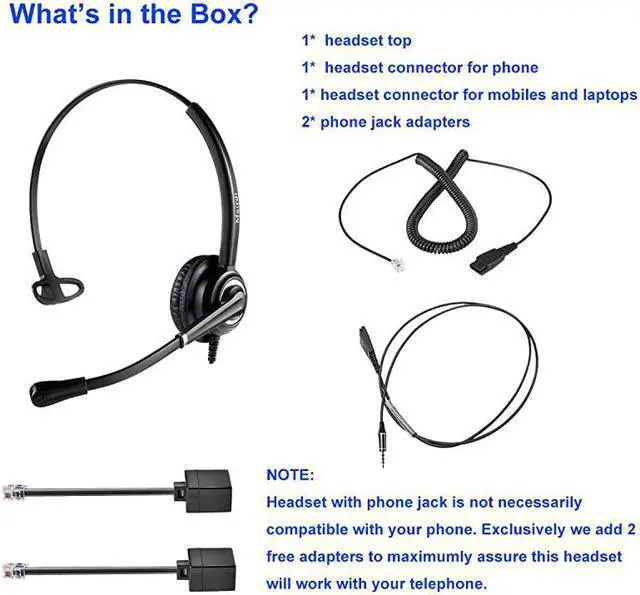 Alt view image 4 of 6 - Headset with RJ9 Jack 35mm Connectors for Landline Deskphone Cell Phone PC Laptop Office Headset for Cisco IP Phone Call Center Office Work for Cisco 7941 7965 6941 7861 8811 8961