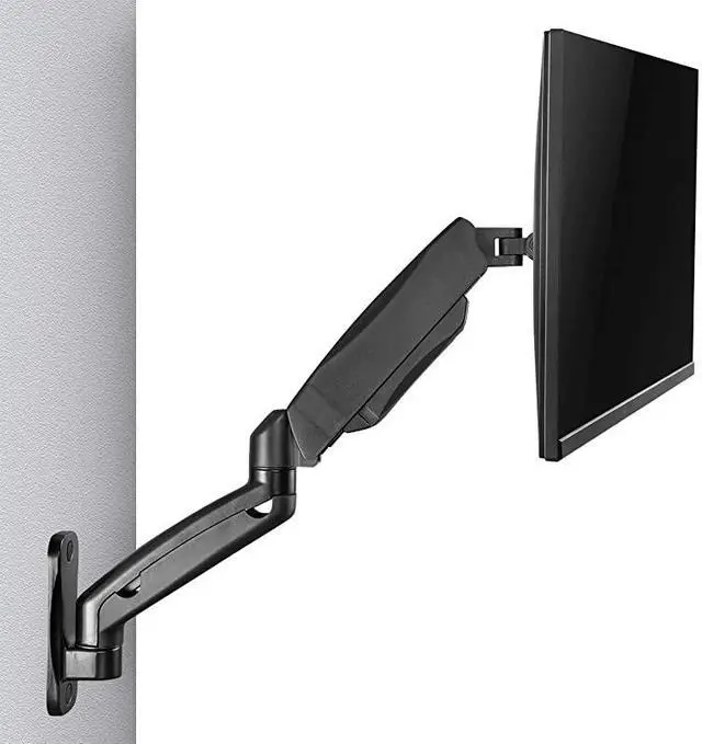 Alt view image 2 of 7 - Single LCD Monitor Fully Adjustable Gas Spring Wall Mount Fits 1 Screen VESA up to 27 inch 143 lbs Weight Capacity Arm Max Extension 17 inch GSWM001 Black