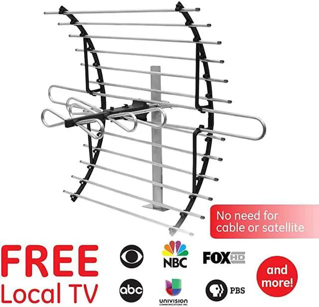 Alt view image 7 of 7 - Pro Attic Mount TV Antenna Attic Long Ran Antenna Directional Antenna Digital HDTV Antenna 4K 1080P VHF UHF Compact Design Mounting Pole Included 33692