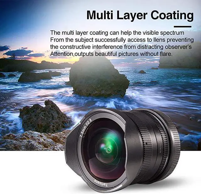 Alt view image 4 of 6 - 75mm F28 APSC Fisheye Fixed Lens for Sony Emount Cameras with Protective Lens Cap Lens Hood and Carrying Bag Black