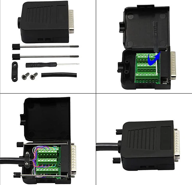 Alt view image 4 of 7 - DB25 Breakout Board DB25 Male DSUB Connector to DB25 Screw Solderless Wiring Terminal Module Breakout PCB Board Kits with Plastic Case M Black