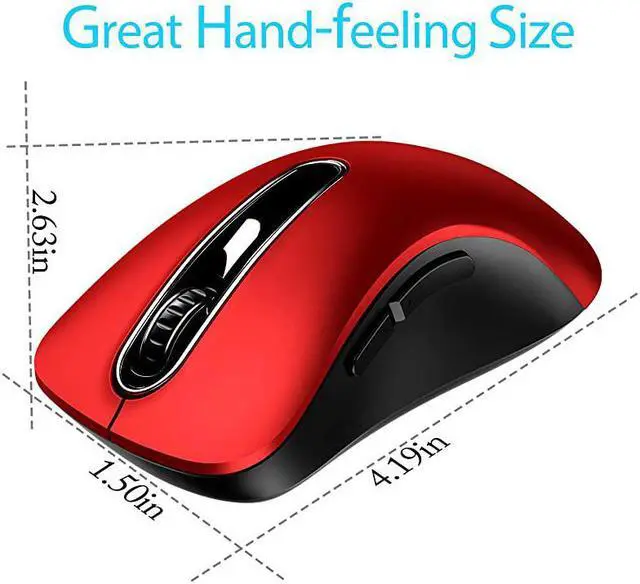 Alt view image 7 of 7 - 24G Wireless Mouse Portable Mobile Optical Cordless Mouse with USB Receiver 1000 DPI Ergonomic Computer Wireless Mouse for Laptop Notebook PC MacBook 5 Buttons Red