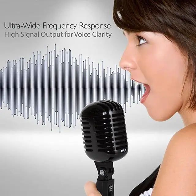 Alt view image 3 of 7 - Classic Retro Dynamic Vocal Microphone Old Vintage Style Unidirectional Cardioid Mic with XLR Cable Universal Stand Compatible Live Performance In Studio Recording  Pro PDMICR42BK Black