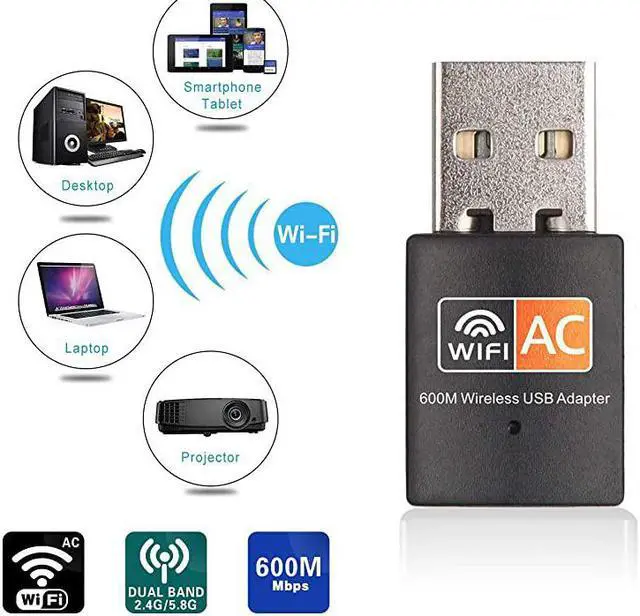 Alt view image 6 of 7 - USB WiFi Adapter 600mbps Dual Band 24G 5G Wireless Adapter Mini Wireless Network Card WiFi Dongle for LaptopDesktopPC Support Windows108817VistaXP2000 Mac OS X 1061013