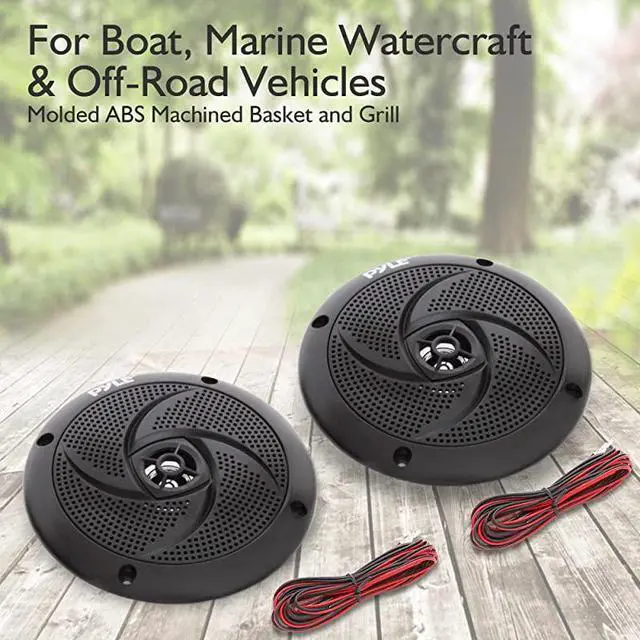 Alt view image 2 of 6 - Marine Speakers 4 Inch 2 Way Waterproof and Weather Resistant Outdoor Audio Stereo Sound System with 100 Watt Power and Low Profile Slim Style Design 1 Pair PLMRS4B Black