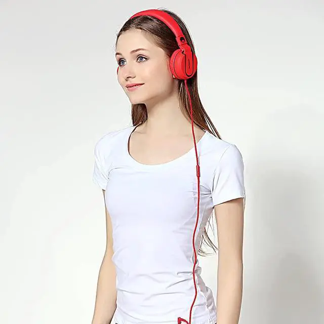 Alt view image 7 of 7 - Stereo Adjustable Foldable Headphones Lightweight Headband Headsets with Microphone 35mm for Cellphones Smartphones iPhone Tablets Laptop Computer Mp34 DVD BlackRed