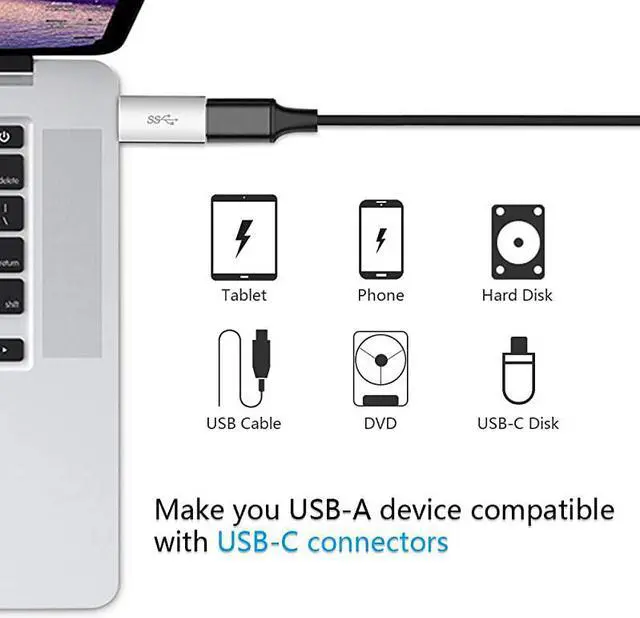 Alt view image 5 of 7 - USB 3.1 Type C Female to USB A Male Adapter (2 Pack), Type A to C USB 3.1 Female to USB A Female Adapter Converter Support Data Sync and Charging